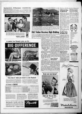 Get this The News-Review page for free from Thursday, January 2, 1958 U. of 0.. Edition of The News-Review ... Roseburg, Oregon. Issue Date:Thursday, January 2, 1958. Page:1. Start Free Trial ...